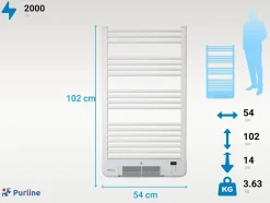 Sèche-Serviettes Soufflant|Purline Radiateur sèche-serviettes avec chauffage intégré et contrôle WiFi