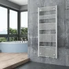 Sèche-Serviettes Eau Chaude|Bernstein Radiateur sèche-serviettes 150x60cm design salle de bain en laiton, Blanc, R18W, Avec porte-serviette droit, Sans kit de connexion