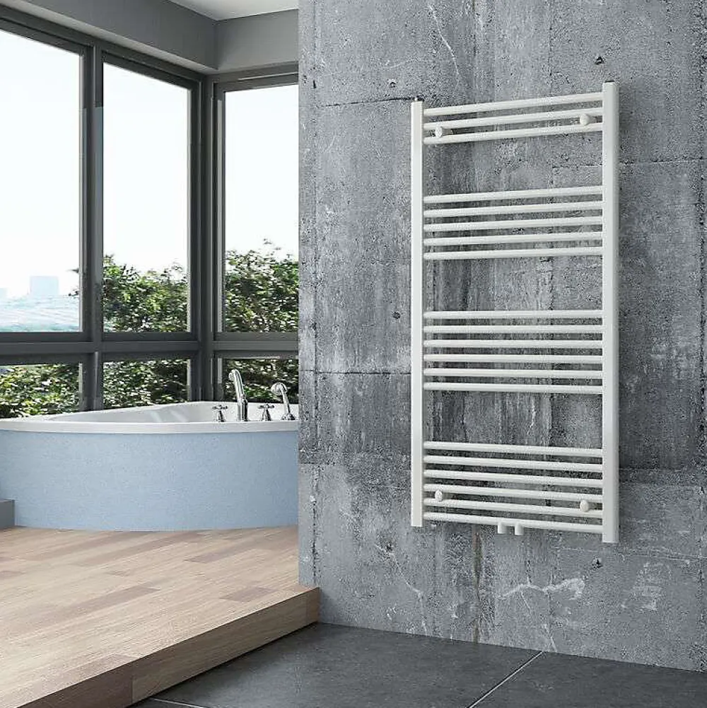 Bernstein Radiateur sèche-serviettes 120x60cm design de salle de bain en laiton - Blanc - R18W - Sans porte-serviette ni kit de connexion