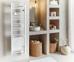 Sèche-Serviettes Soufflant|Sèche-Serviettes Électrique|Atlantic Radiateur sèche-serviettes connecté Doris avec soufflerie étroit 1300W Blanc carat - - 851291