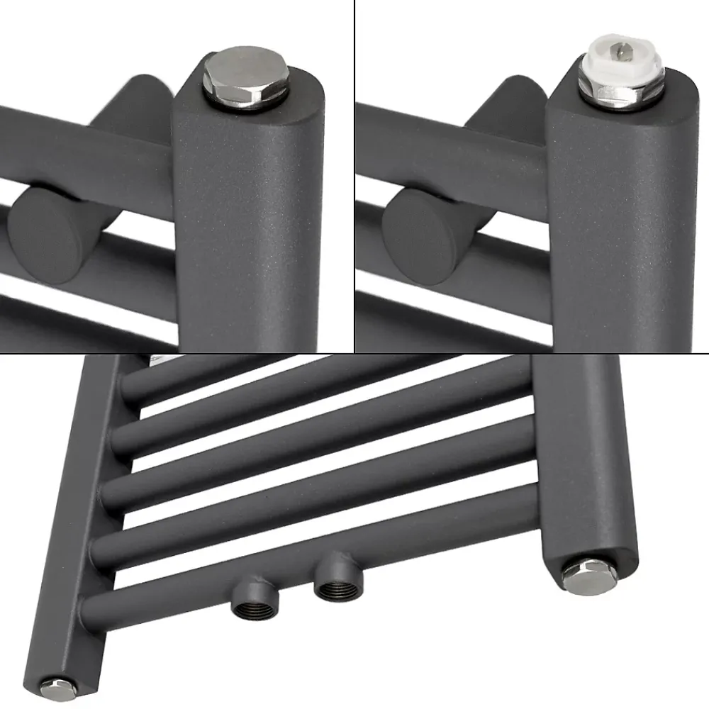 Sèche-Serviettes Mixte|Luxebath Radiateur Sèche-Serviettes Sahara - 300 x 1400 mm - Anthracite - Droit avec Raccordement Central
