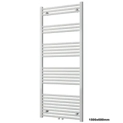 Bernstein Radiateur sèche-serviettes 150x60cm design salle de bain en laiton, Blanc, R18W, Avec porte-serviette droit + kit connexion blanc