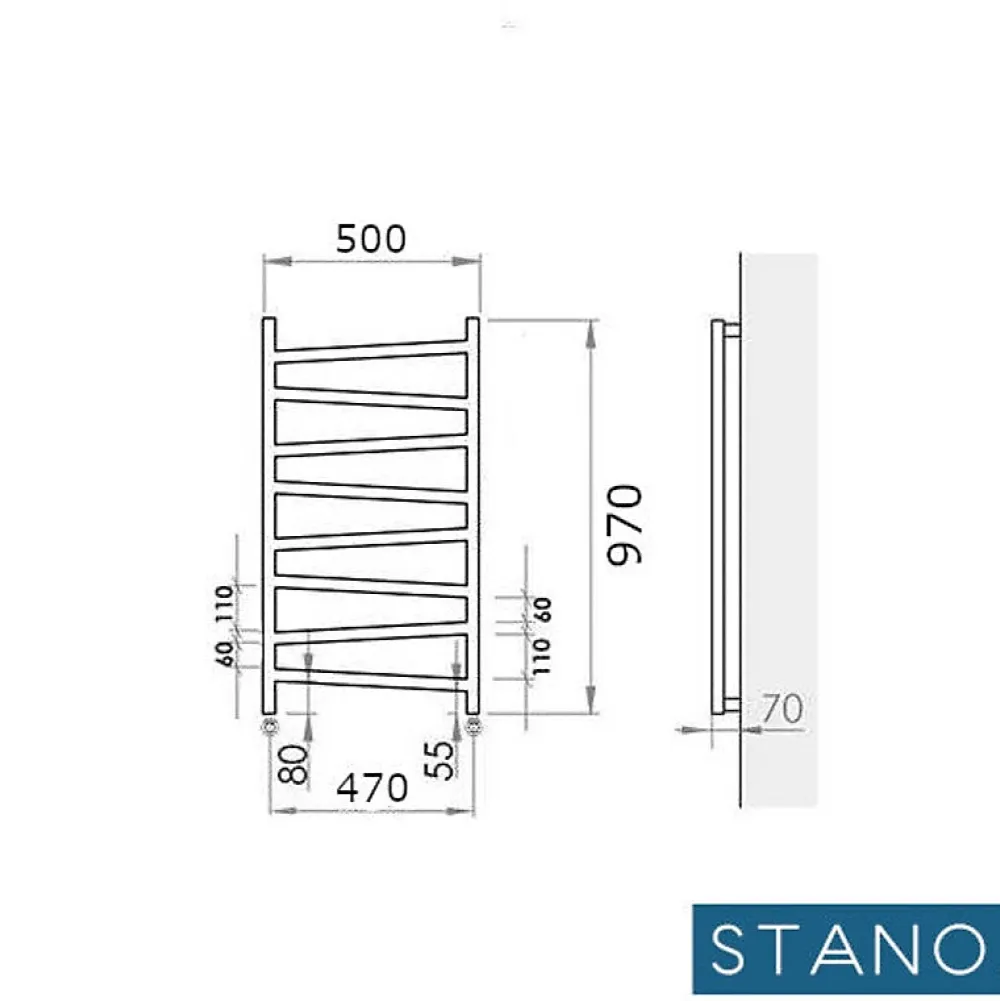 Stano Radiateur sèche-serviettes eau chaude design CYRKA 97 x 50 cm noir mat