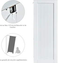 Giantex Rangement Salle de Bain 3 Tiroirs 1 Armoire Placard Porte Magnétique Anti Basculement étagère Réglable