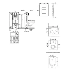 Wc Suspendu|Grohe Rapid SL Pack Bâti-support + WC suspendu + Plaque chrome + Set de montage (RAPIDSL-FUSIONTQ-1-SABO)