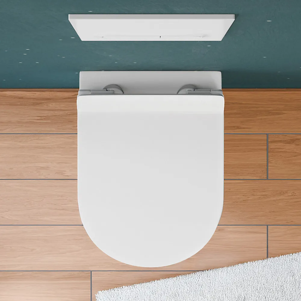 Grohe Rapid SL Pack WC bâti autoportant + WC suspendu sans bride Ceramia avec abattant SoftClose + plaque noir mat (GRRCEPXWR13-FR)