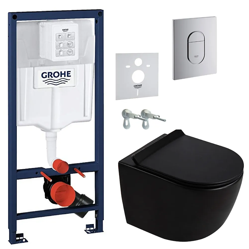 Grohe Rapid SL pack WC bâti-support + WC suspendu sans bride Ceramia PixL avec abattant SoftClose + plaque (GRRCEPXBMT02-FR)
