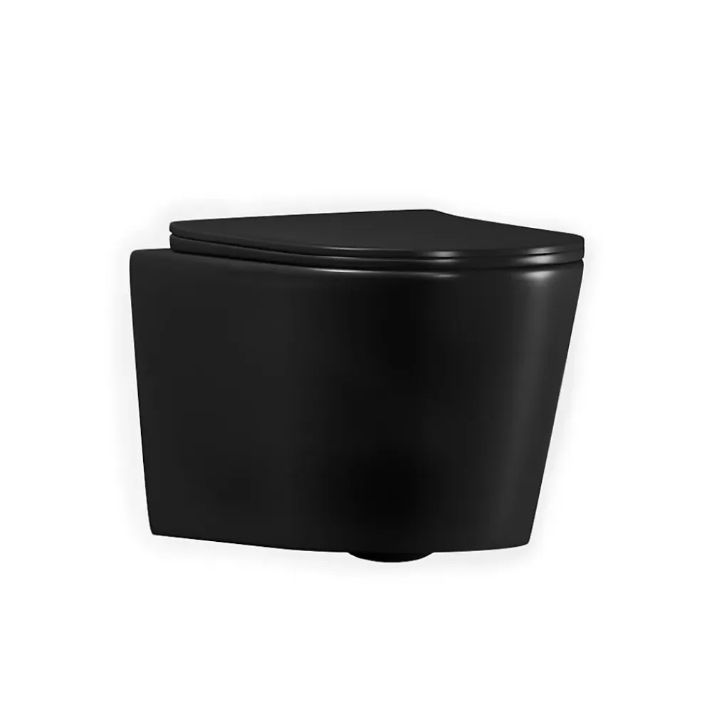 Wc Suspendu|Grohe Rapid SL pack WC bâti-support + WC sans bride Ceramia avec abattant SoftClose + plaque noir mat (GRRCE14BMT01-FR)