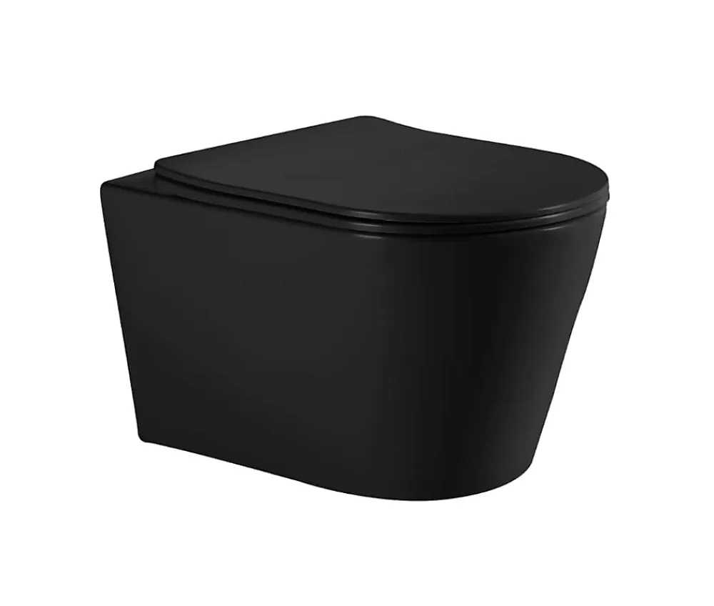 Wc Suspendu|Grohe Rapid SL pack WC bâti-support + WC sans bride Ceramia avec abattant SoftClose + plaque noir mat (GRRCE14BMT01-FR)