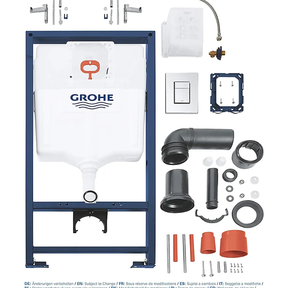 Wc Suspendu|Grohe Rapid SL Pack WC bâti-support + WC suspendu sans bride avec abattant SoftClose Ceramia + plaque (GRRCE14WT01-FR)