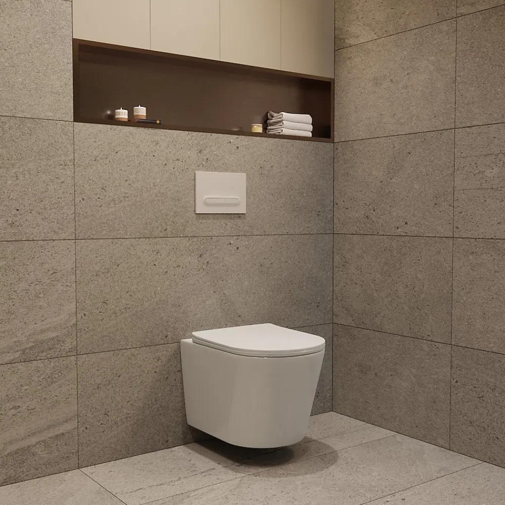 Wc Suspendu|Grohe Rapid SL Pack WC bâti-support + WC suspendu sans bride avec abattant SoftClose Ceramia + plaque (GRRCE14WT01-FR)