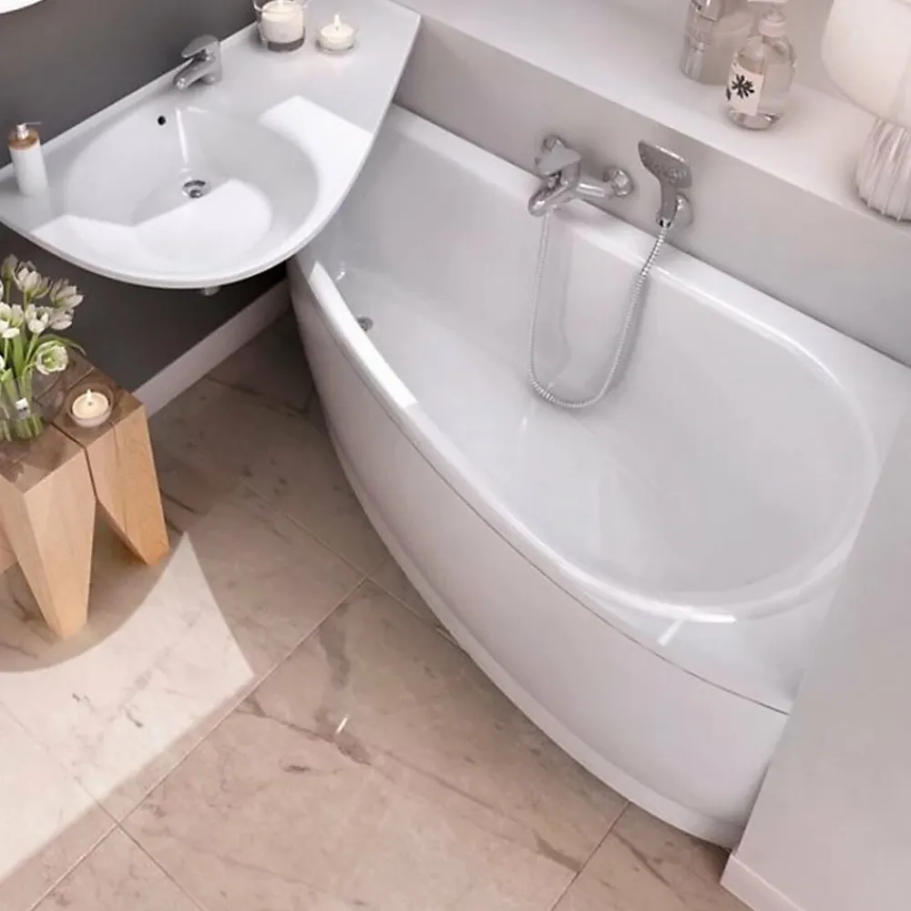 Ravak Avocado 160 x 75 cm Baignoire d'angle gain de place, orientation droite en acrylique, sans pieds, blanc (CH01000000)