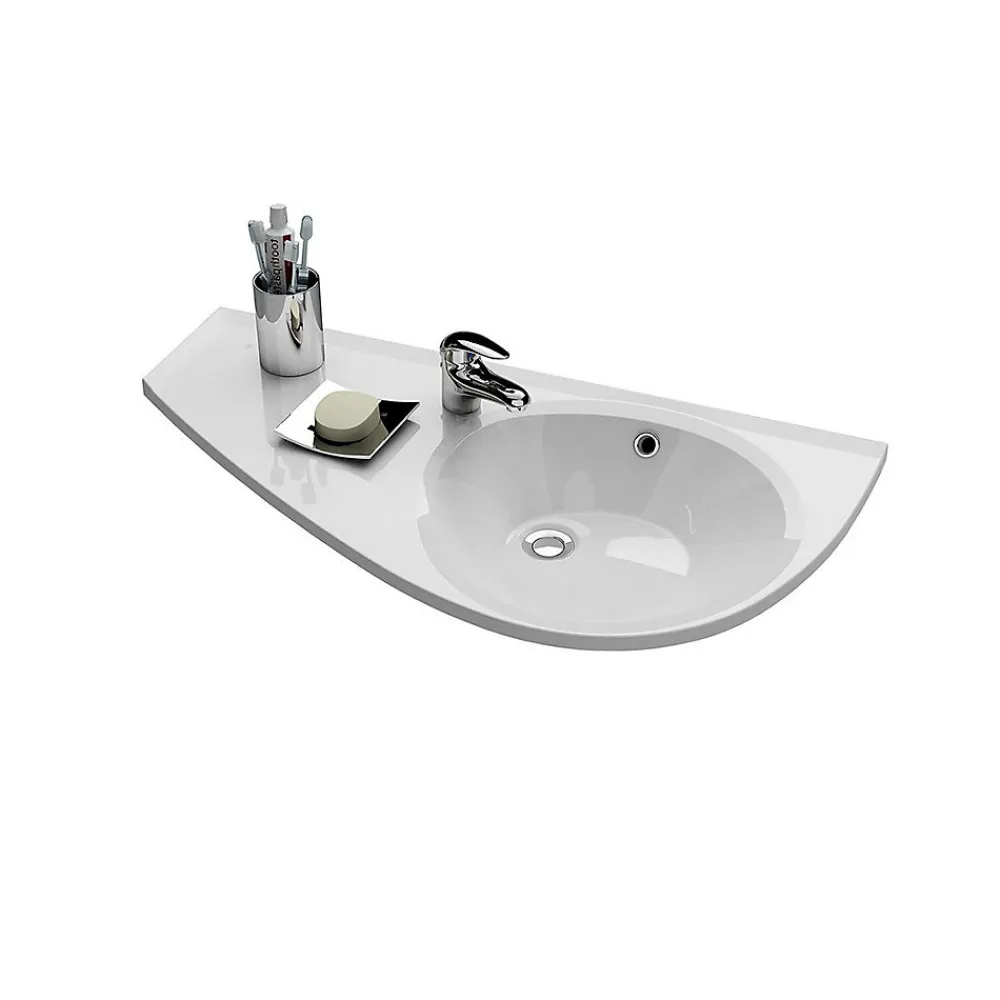 Vasque À Encastrer|Ravak Avocado Comfort Lavabo 85x45cm, style asymétrique gain de place orientation gauche avec perçage et trop plein (XJ1L1100000)