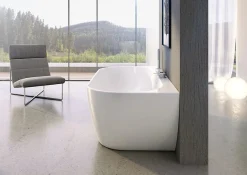 Ravak Freedom W 166 x 80 cm Baignoire semi-îlot en acrylique, sans pieds, blanc (XC00100024)