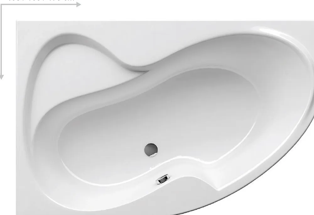 Baignoire D'Angle|Ravak Rosa II 170 x 105 cm Baignoire d'angle orientation gauche en acrylique, sans pieds, blanc (C221000000)