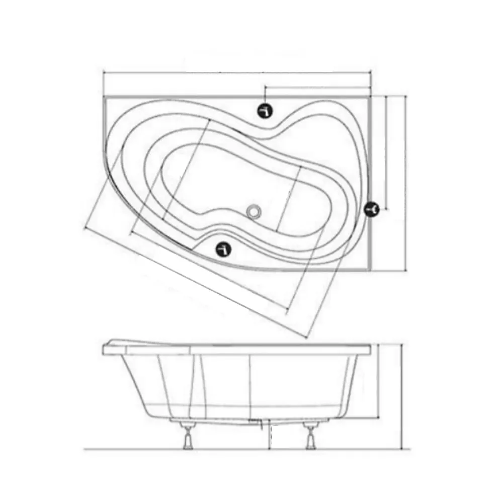 Baignoire D'Angle|Ravak Rosa II 170 x 105 cm Baignoire d'angle orientation gauche en acrylique, sans pieds, blanc (C221000000)