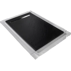 Receveur De Douche|U-tile Receveur 180 x 90 cm HD en pierre naturelle noir caniveau excentré