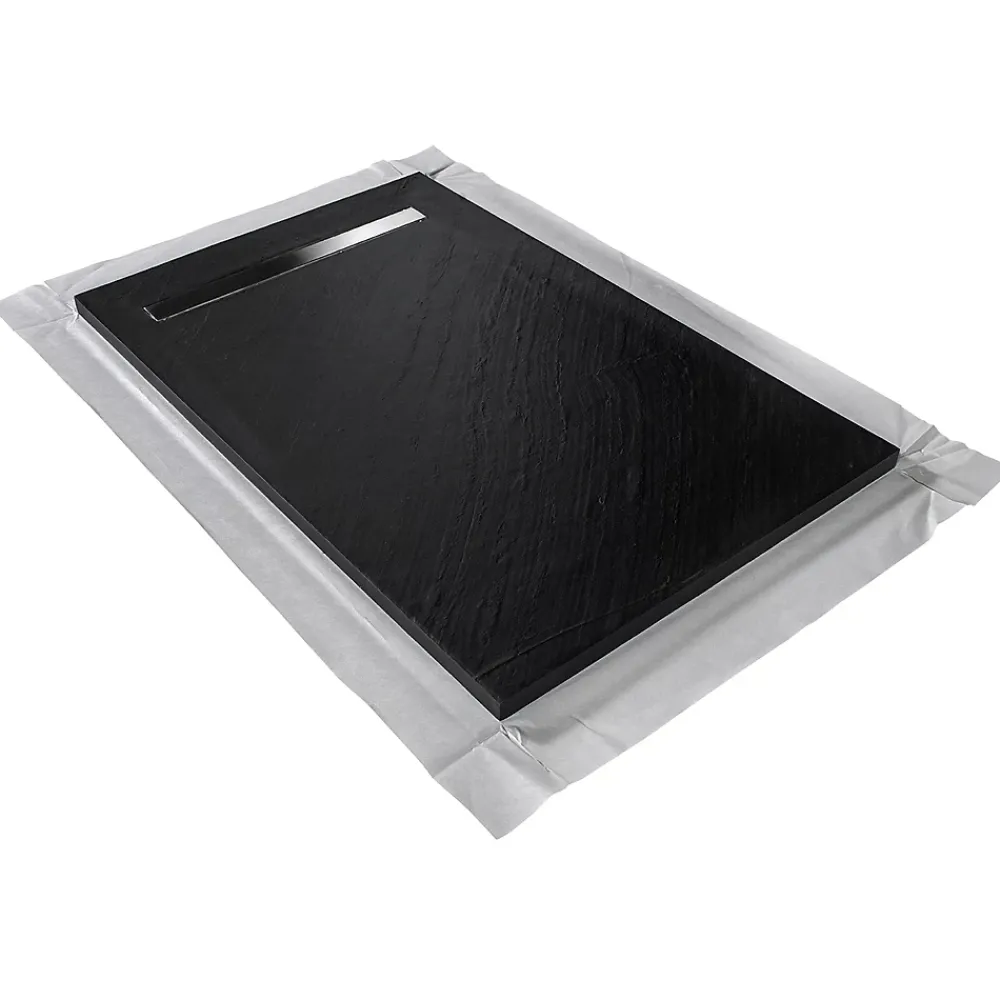 Receveur De Douche|U-tile Receveur 180 x 90 cm HD en pierre naturelle noir caniveau excentré