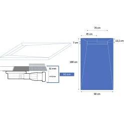 Receveur De Douche|U-tile Receveur 180 x 90 cm HD en pierre naturelle gris caniveau excentré