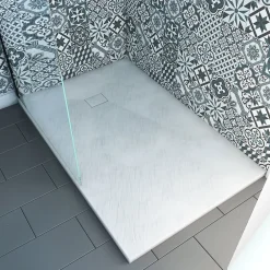Aurlane Receveur a poser en materiaux composite SMC - Finition ardoise blanc mat - 90x140 cm