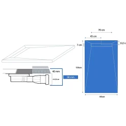 U-tile Receveur de douche à carreler caniveau 120 x 80 cm
