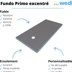 Wedi Receveur de douche à carreler 160 x 100 Fundo Primo rectangle écoulement excentré