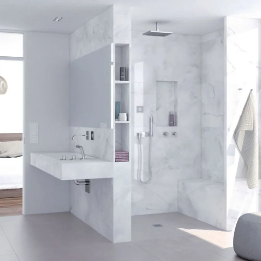 Wedi Receveur de douche à carreler 90 x 90 Fundo Primo carré écoulement centrée
