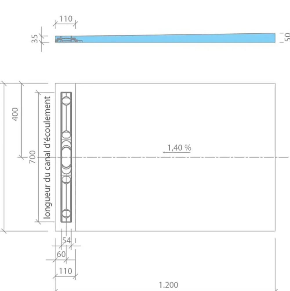 Receveur De Douche|Wedi Receveur de douche à carreler 120 x 80 cm Fundo Riolito Neo
