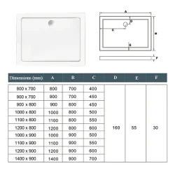 Receveur De Douche|AICA Sanitaire Receveur de douche à l'italien 100x80cm H.3cm, blanc, Bac à douche extra-plat en résine, avec une bonde H.55mm Design ultra-mince