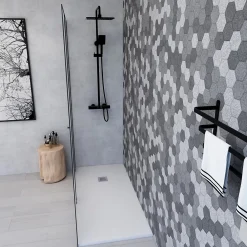 Futurbath Receveur de douche à poser l.80 x L.140 x H.3 cm blanc en mousse de polystyrène extrudé, Gravity
