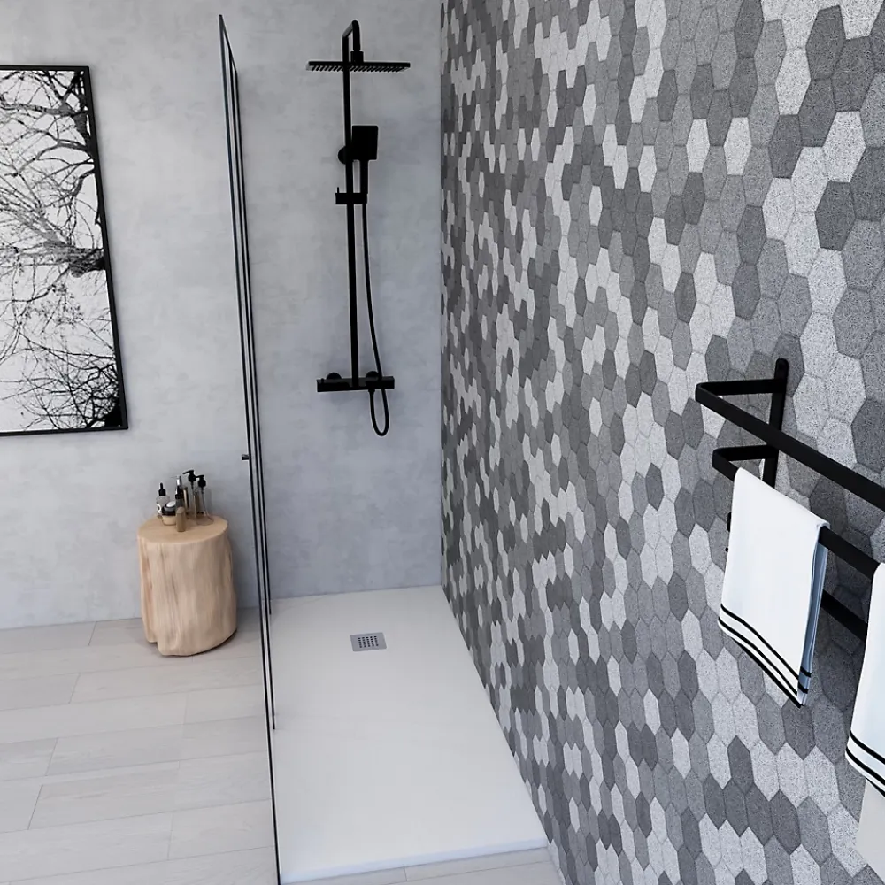 Receveur De Douche|Futurbath Receveur de douche à poser l.90 x L.160 x H.3 cm blanc en mousse de polystyrène extrudé, Gravity