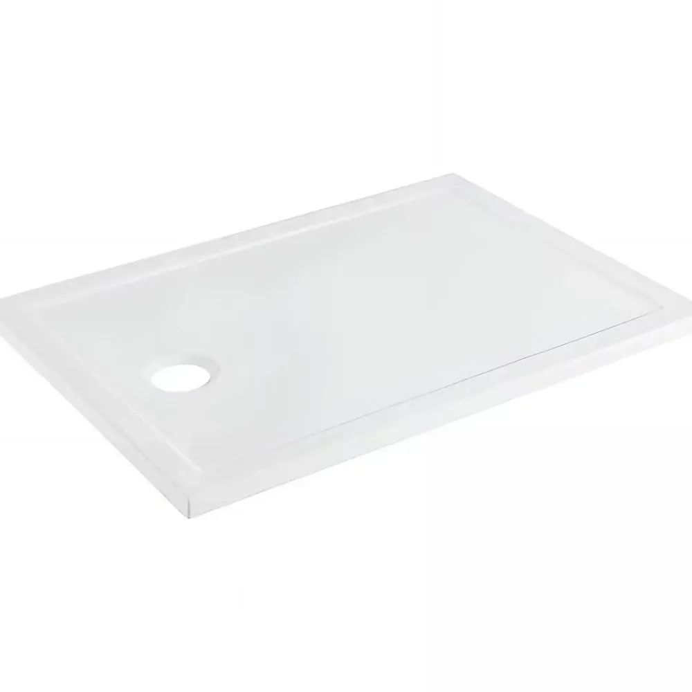Sanindusa Receveur de douche à poser extra plat épaisseur 30mm céramique traditionnelle Stepin 140x80 blanc