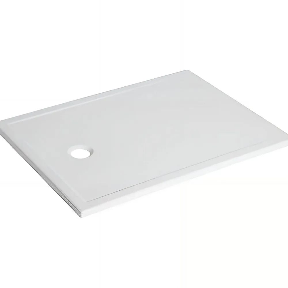 Sanindusa Receveur de douche à poser extra plat épaisseur 30mm céramique traditionnelle Stepin 140x80 blanc