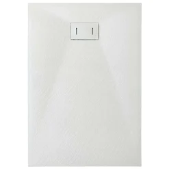 Laneri Receveur de douche SMC en fibre de verre effet pierre avec bonde inclus H. 2,6 cm 80 x 160 Blanche