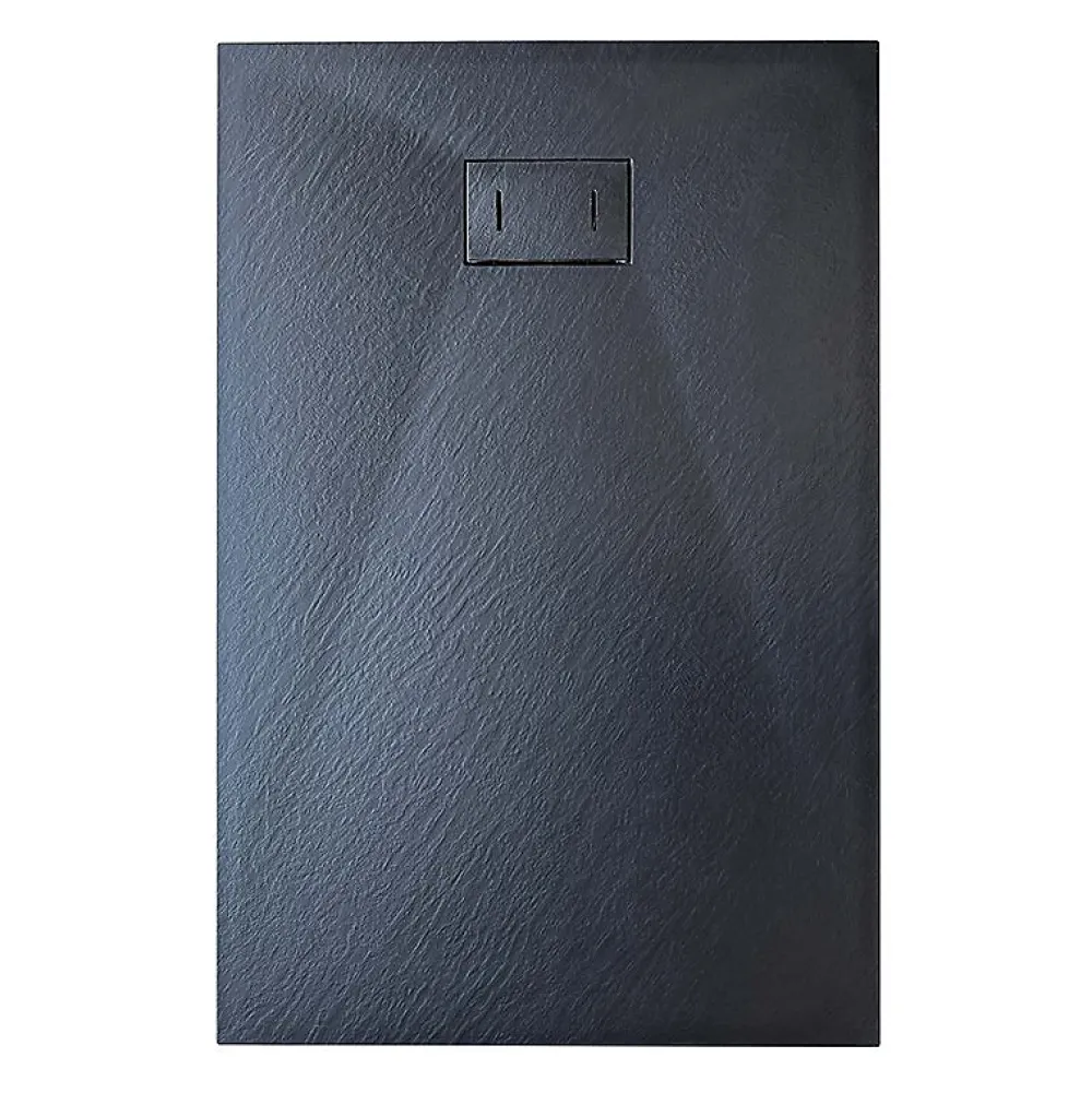 Laneri Receveur de douche SMC en fibre de verre effet pierre avec bonde inclus H. 2,6 cm 80 x 100 Noir
