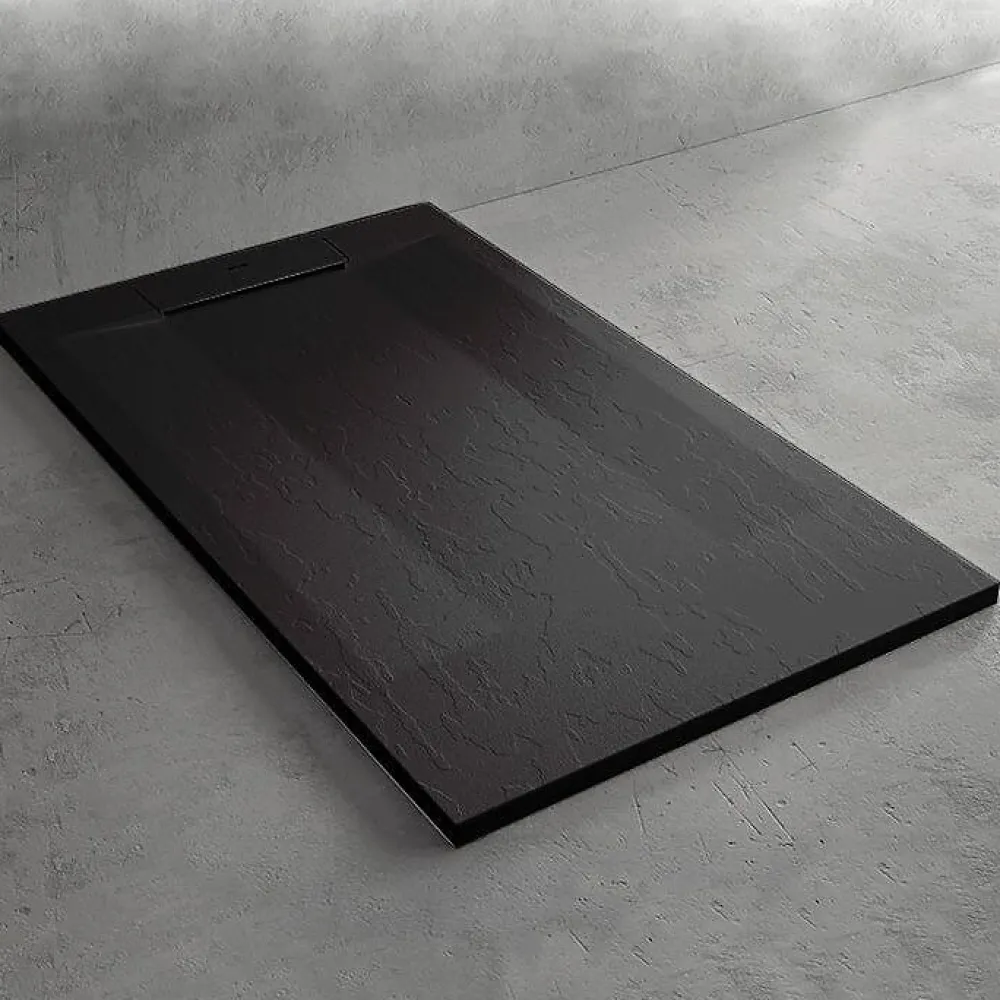 Receveur De Douche|Stano Receveur de douche 90 x 160 cm noir extra plat SUEZ surface ardoisee