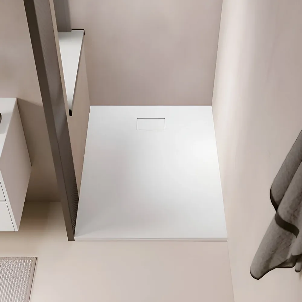 Receveur De Douche|Stano Receveur de douche 90 x 120 cm extra plat blanc PIATTO en SoliCast surface ardoisee