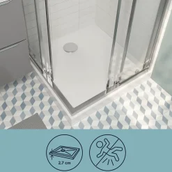 GoodHome Receveur de douche 70 x 70 cm, résine, blanc, Cavally