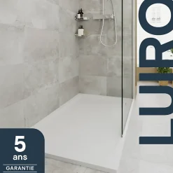 Receveur De Douche|GoodHome Receveur de douche 80 x 120 cm, résine, blanc, Luiro