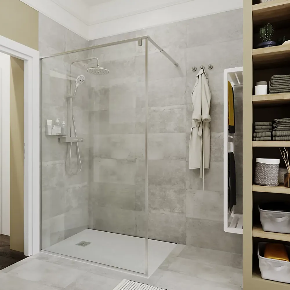 Receveur De Douche|GoodHome Receveur de douche 80 x 120 cm, résine, blanc, Luiro