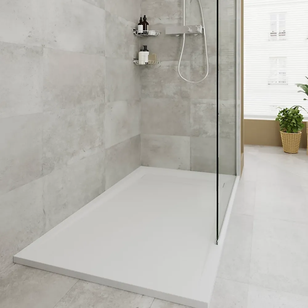 GoodHome Receveur de douche 80 x 160 cm, résine, blanc, Luiro