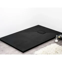 Stano Receveur de douche 80 x 100 cm extra plat noir PIATTO en SoliCast surface ardoisee