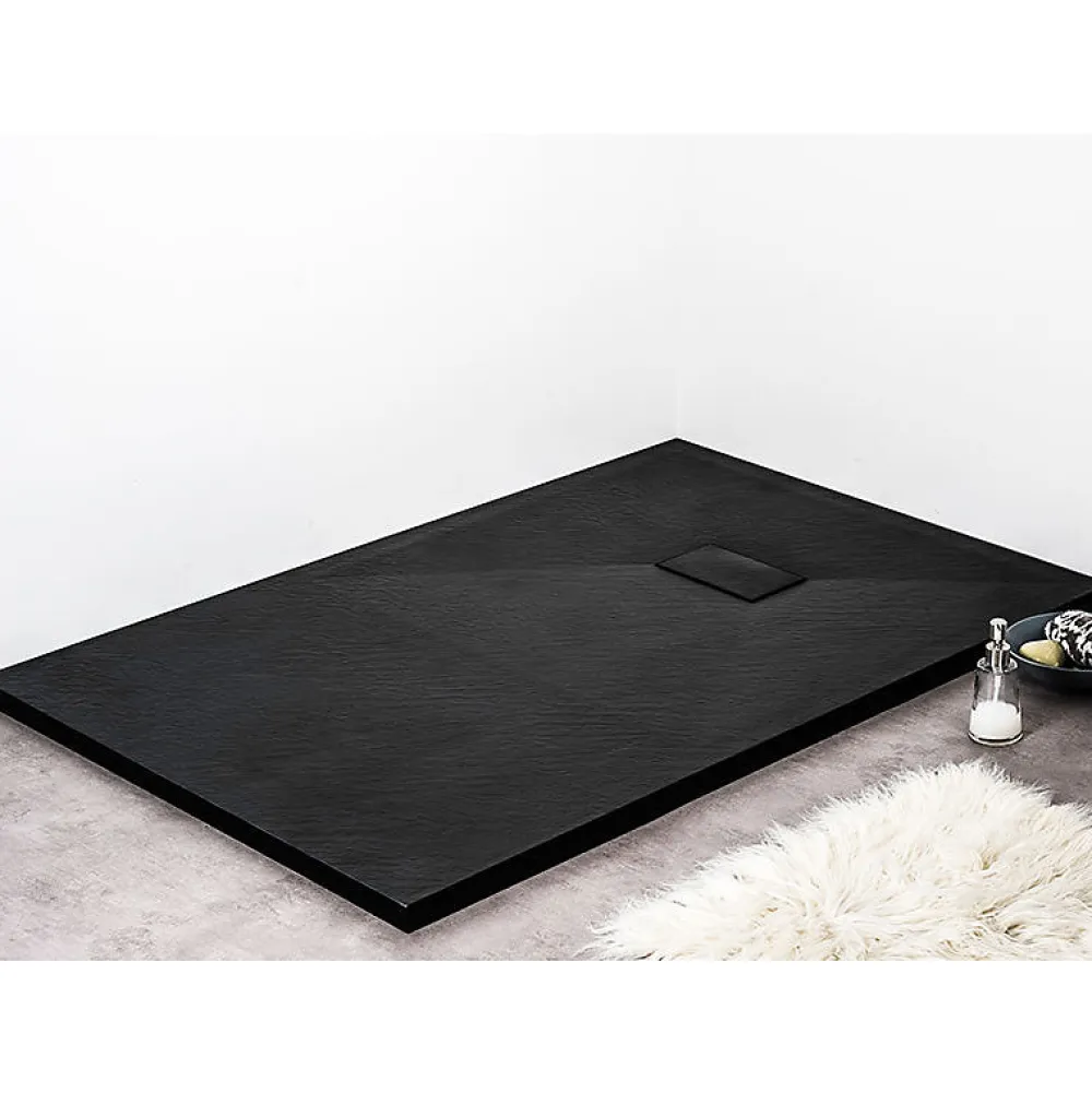 Stano Receveur de douche 80 x 100 cm extra plat noir PIATTO en SoliCast surface ardoisee