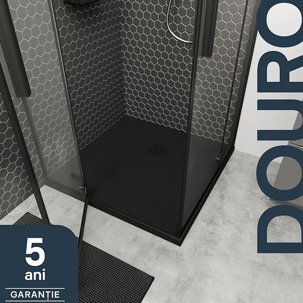 GoodHome Receveur de douche 90 x 90 cm, résine, noir, Douro