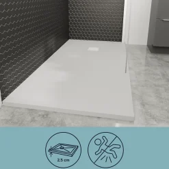GoodHome Receveur de douche 80 x 120 cm, résine, blanc, Douro