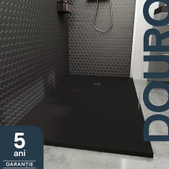 GoodHome Receveur de douche 90 x 140 cm, résine, noir, Douro