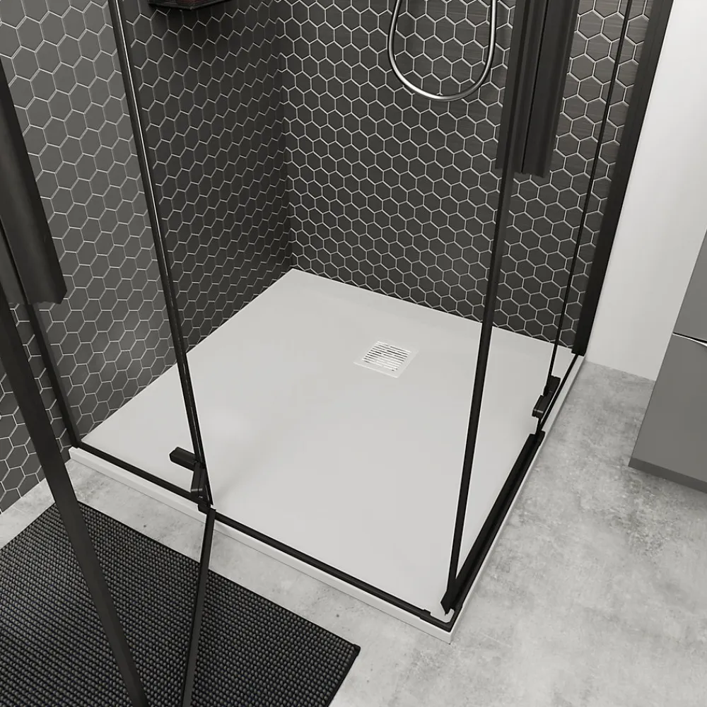 GoodHome Receveur de douche 80 x 80 cm, résine, blanc, Douro