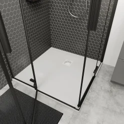 GoodHome Receveur de douche 100 x 100 cm, résine, blanc, Douro