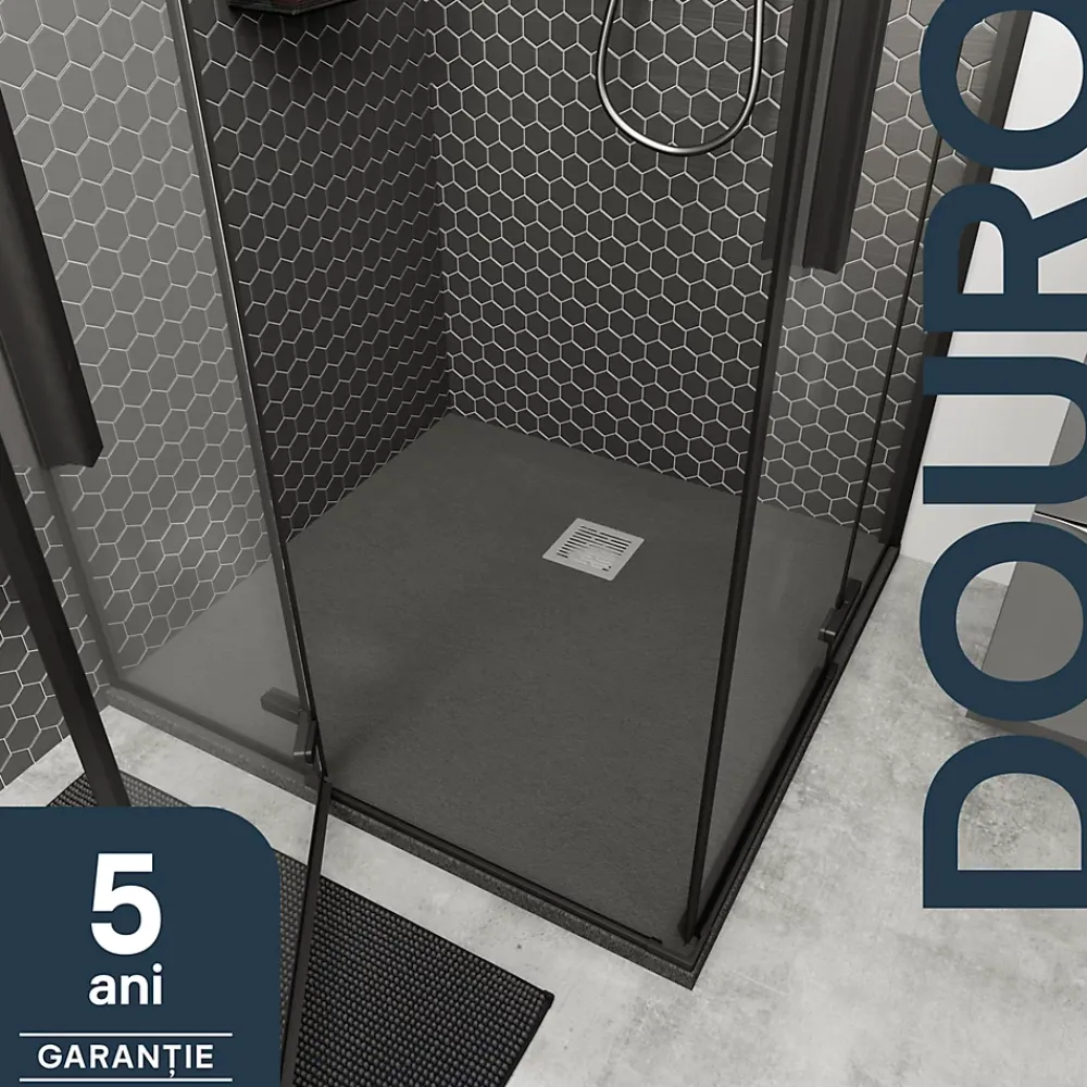 Receveur De Douche|GoodHome Receveur de douche 90 x 90 cm, résine, gris, Douro