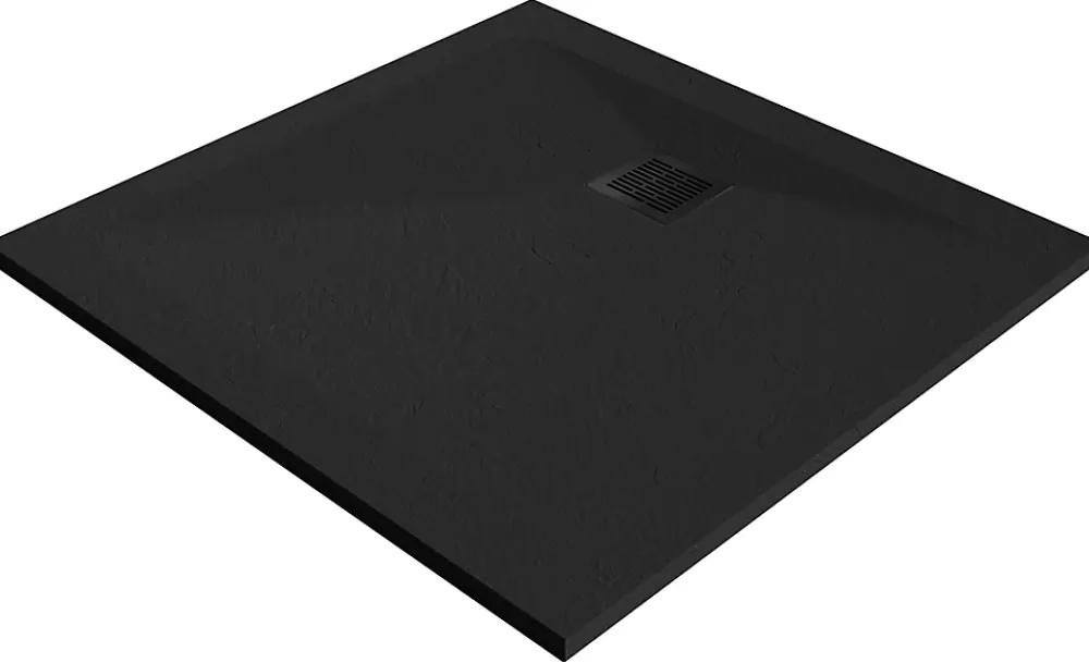 Receveur De Douche|GoodHome Receveur de douche 80 x 80 cm, résine, noir, Douro